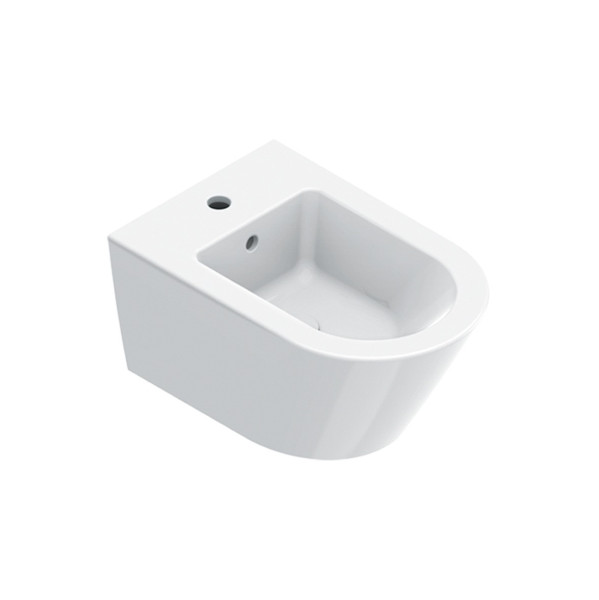 Zero bidet závěsný 55×35 cm, bílá lesk, s otvorem, včetně skrytého upevnění