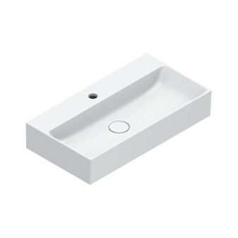 Premium umyvadlo závěsné/na desku 65×35 cm, bílá lesk, bez otvoru