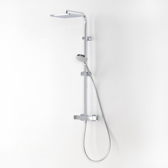 TEC SQUARE termostatický sprch.systém hranatý s hadicí, ruční sprchou a hlavovou sprchou 25x25cm