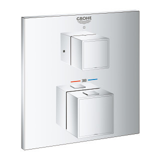 Grotherm Cube Termostatická baterie pro 1 výstup s uzavíracím ventilem,chrom