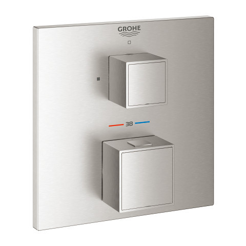 Grohtherm Cube Termostatická baterie pro 1 výstup s uzavíracím ventilem,supersteel