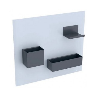 Magnetická tabule s úložnými přihrádkami, Magnetická tabule, bílá/prášková barva matná, Odkladací magnety, láva/prášková barva matná