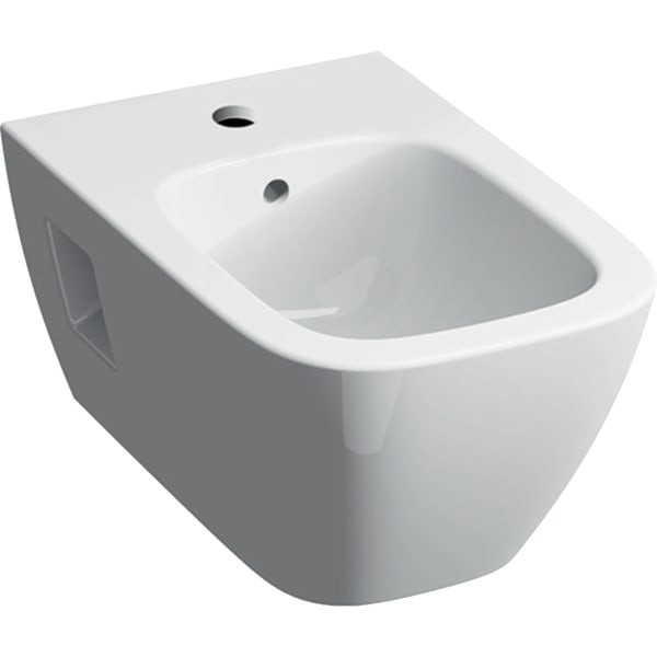 Závěsný bidet Selnova Square Premium, částečně uzavřený tvar, 54cm, s přepadem, Bílá