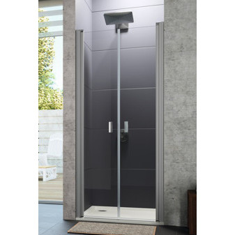 Design pure 4-úhelník lítací dveře pro niku, stříbrná matná, sklo čiré