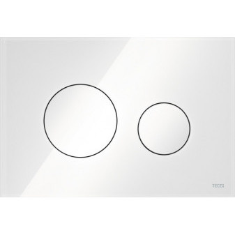 TECEloop skleněné ovládací tlačítko pro WC, sklo bílá, tlačítka bílá