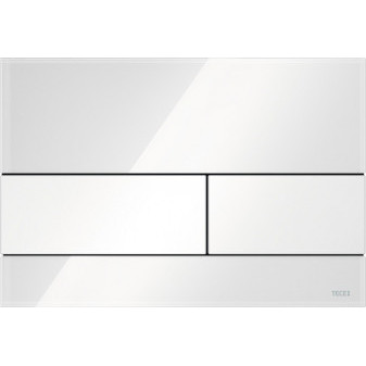 TECEsquare skleněné ovládací tlačítko pro WC, dvojčinné, sklo bílá, tlačítka bílá