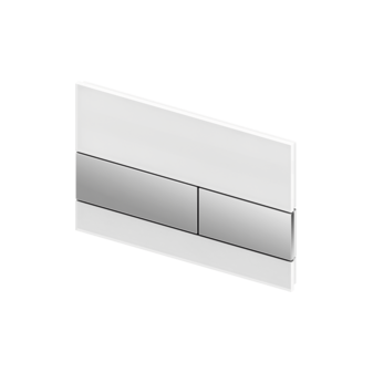 TECEsquare skleněné ovládací tlačítko pro WC, dvojčinné, sklo bílá, tlačítka lesklý chrom