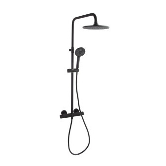 Sprchový set Termotech(sprch baterie nástěnná+ruční sprcha+hadice+hlavová sprcha 23cm) černá mat