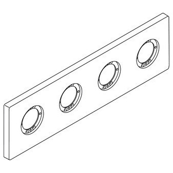 Archimodule 4-otvorová rozeta 100 x 349 mm, chrom