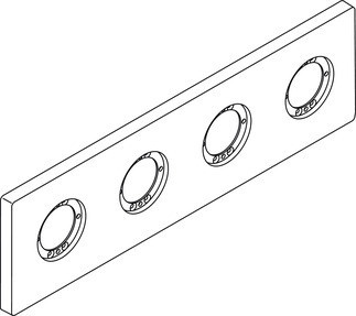 Archimodule 4-otvorová rozeta 100 x 349 mm, chrom