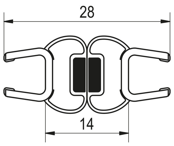 CADURA, TOP-LINE, ECO-LINE Svislé magnetické těsnění 180° na 6 mm skla   /sklo