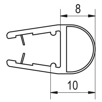 PUR Svislé těsnění na 6 a 8 mm skla   /sklo