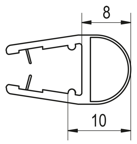 PUR Svislé těsnění na 6 a 8 mm skla   /sklo