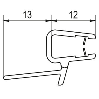 těsnění PUR, PUR Light, SWING L.(F), MOBILITY, TOP L., ECO L., FUN Spodní dveř.těsnění   /sklo