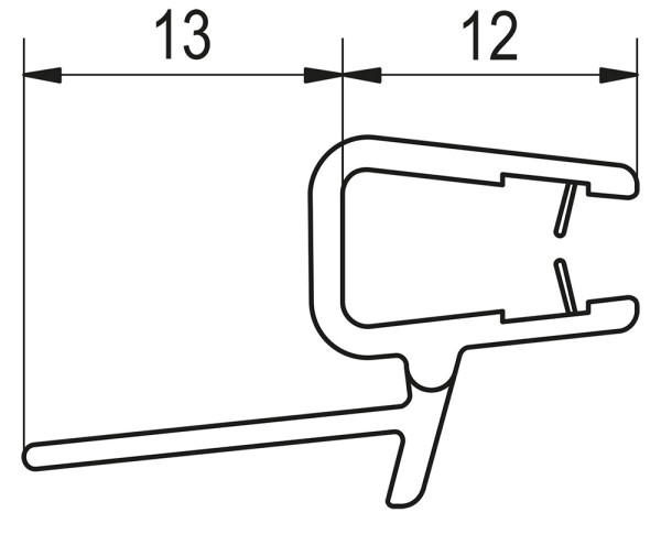 těsnění PUR, PUR Light, SWING L.(F), MOBILITY, TOP L., ECO L., FUN Spodní dveř.těsnění   /sklo