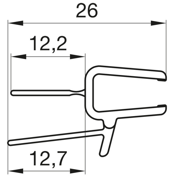 ESCURA, SWING-LINE, SWING-LINE F,TOP-LINE, ECO-LINE, FUN, SOLINO, ANNEA Vodorovné těsnění pro 6   /sklo