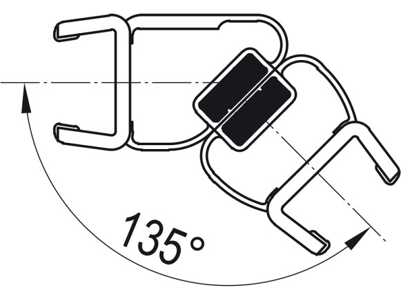 PUR Svislé magnetické těsnění 135° pro 8 mm skla   /sklo