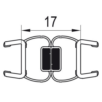 PUR Svislé magnetické těsnění 180° na 8 mm skla   /sklo