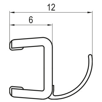 SWING Line F, SOLINO Svislé těsnění na 6 mm skla   /sklo