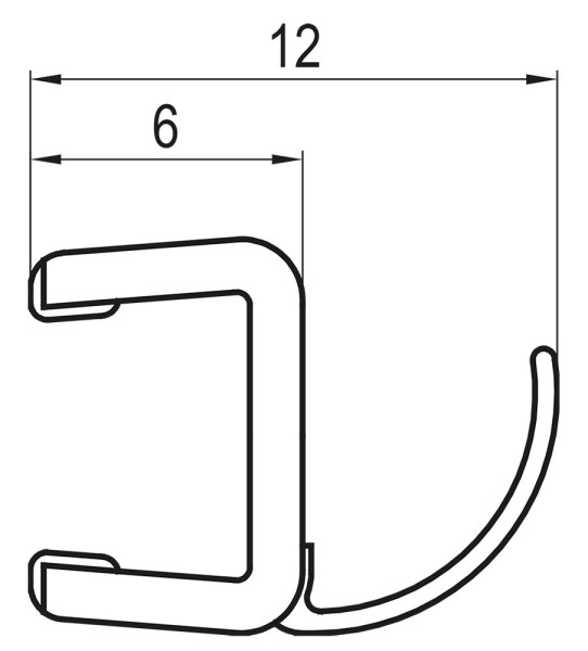 SWING Line F, SOLINO Svislé těsnění na 6 mm skla   /sklo