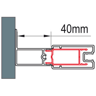 PUR Light S, TOP Line Stohovací profil k rozšíření dveří nebo boční stěny ke zdi o 40 mm   bílá/sklo