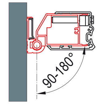 SWING-LINE, SWING-LINE F Profil k upevnění dveří na straně pantů do zdi pod úhlem 90° až 180°