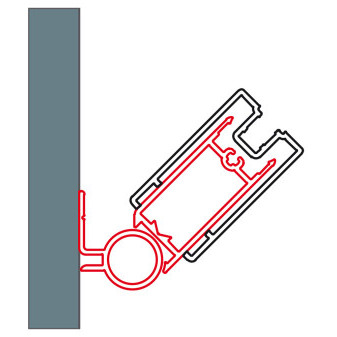 TOP-LINE, ECO-LINE Sada 2 profilů k upevnění dveří nebo boční stěny do zdi pod úhlem 0 až 90°   matný elox/sklo