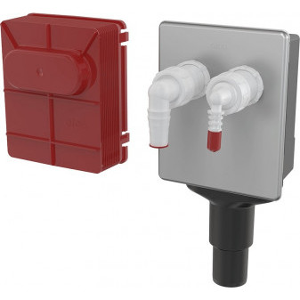 Sifon pračkový podomítkový pro napojení dvou spotřebičů, nerez DN40 a DN50