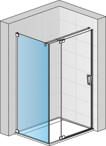 CADURA Boční stěna v 90°, pro dveře v 90° na straně pevné stěny 700x2000 mm černá matná/sklo čiré