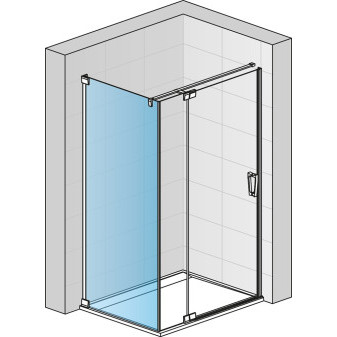 CADURA Boční stěna v 90°, pro dveře v 90° na straně pevné stěny 300-900x do 2000 mm černá matná/sklo čiré