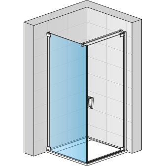 CADURA Boční stěna v 90° 900x2000 mm černá matná/sklo čiré