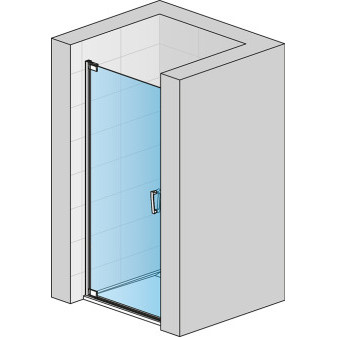 CADURA Jednokřídlé dveře levé / 1 strana rohového vstupu 1000x2000 mm aluchrom/sklo čiré