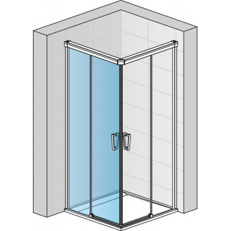 CADURA Jednodílné posuvné dveře s pevnou stěnou v rovině - levé / 1 strana rohového vstupu 700-1200 x do 2000 mm zlatá/sklo čiré