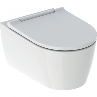 Sada ONE závěsné WC s hlubokým splachováním, uzavřený tvar, TurboFlush, s WC sedátkem, WC keramika, bílá / KeraTect, Designový kryt, bílý