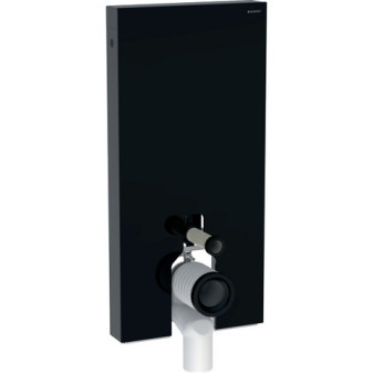 Sanitární modul Monolith pro stojící WC, 101 cm, čelo ze skla, Čelní opláštění, sklo černé, Boční opláštění, hliník s černým pochromováním