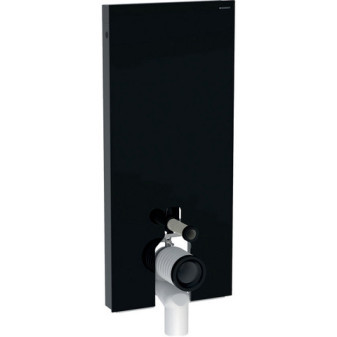 Sanitární modul Geberit Monolith Plus pro stojící WC, 114 cm, čelo ze skla: sklo černé, hliník č