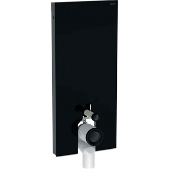 Sanitární modul Monolith pro stojící WC, 114 cm, čelo ze skla, Čelní opláštění, sklo černé, Boční opláštění, hliník s černým pochromováním