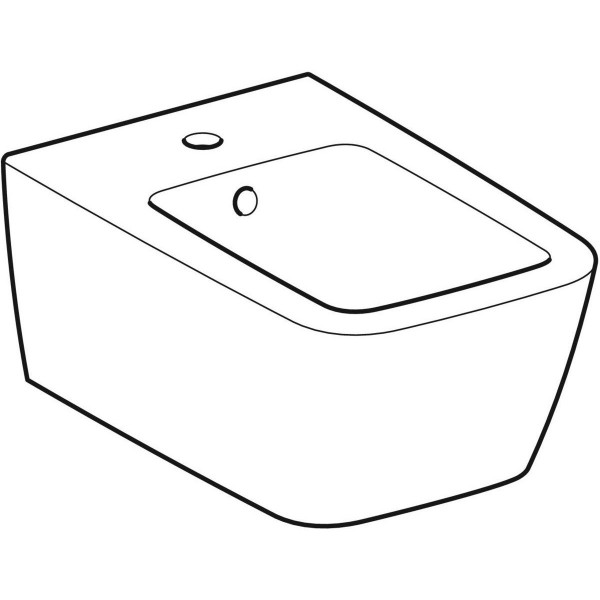 Závěsný bidet  iCon Square, uzavřený tvar, 54cm, s přepadem, Bílá / KeraTect
