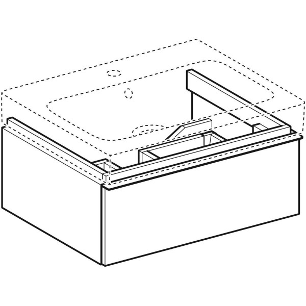 Skříňka Geberit iCon pod umyvadlo se zásuvkou: B=59.5cm, H=24cm, T=47.7cm, Lakované s vysokým le