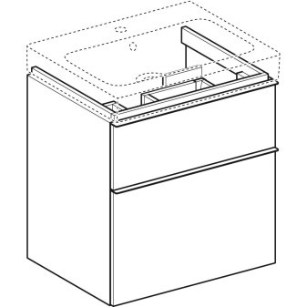 Skříňka Geberit iCon pod umyvadlo se dvěma zásuvkami: B=59.5cm, H=62cm, T=47.7cm, Lakované s vys