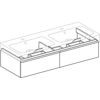 Skříňka Geberit iCon pod dvojité umyvadlo, se dvěma zásuvkami: B=119cm, H=24cm, T=47.7cm, Lakova
