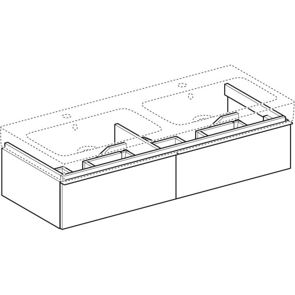 Skříňka Geberit iCon pod dvojité umyvadlo, se dvěma zásuvkami: B=119cm, H=24cm, T=47.7cm, Lakova