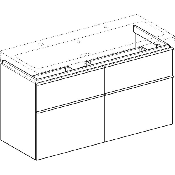 Skříňka Geberit iCon pod umyvadlo o šířce od 120 cm, se čtyřmi zásuvkami: B=119cm, H=62cm, T=47.