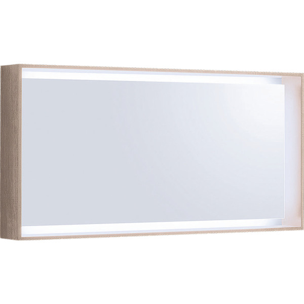 Zrcadlo Geberit Citterio s osvětlením: B=118.4cm, H=58.4cm, Světlý dub / Melamin struktura dřeva