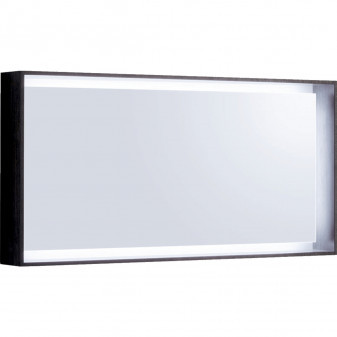 Zrcadlo Geberit Citterio s osvětlením: B=118.4cm, H=58.4cm, Šedohnědý dub / Melamin struktura dř