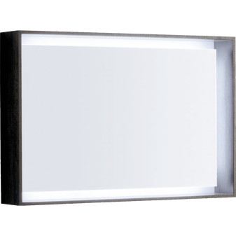 Zrcadlo Geberit Citterio s osvětlením: B=88.4cm, H=58.4cm, Šedohnědý dub / Melamin struktura dře