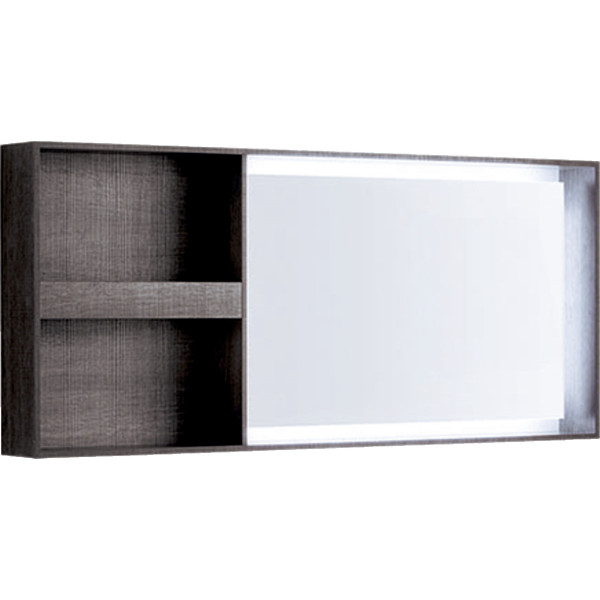 Zrcadlo Geberit Citterio s osvětlením, postranní odkládací polička: B=133.4cm, H=58.4cm, Šedohně