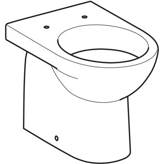 Stojící WC Geberit Selnova s hlubokým splachováním, vzadu rovný ke stěně, vodorovný vývod, částe