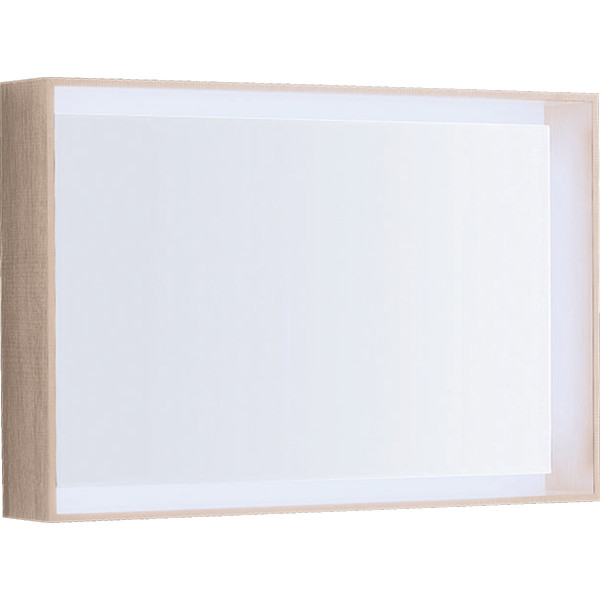 Zrcadlo Geberit Citterio s osvětlením: B=88.4cm, H=58.4cm, Světlý dub / Melamin struktura dřeva