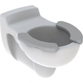 Závěsné WC Bambini pro děti, WC s hlubokým splachováním, se sedací plochou, 53.5cm, WC keramika, bílá, Potah sedátka, achátová šedá